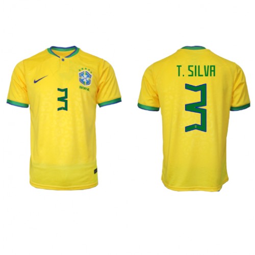 Echipament fotbal Brazilia Thiago Silva #3 Tricou Acasa Mondial 2022 maneca scurta